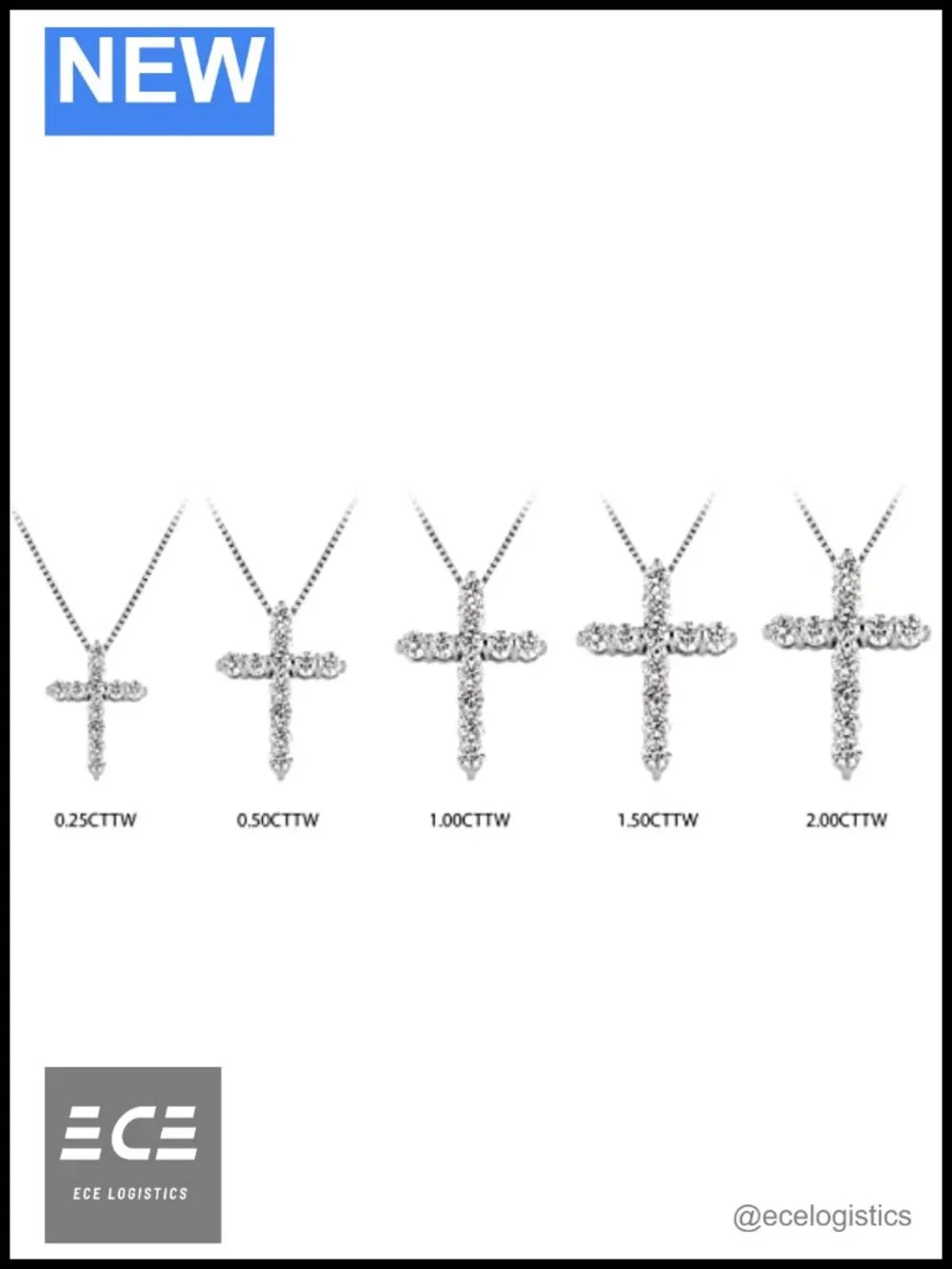 1/4 to 2 Carat Lab Grown Diamond Cross Pendant Necklace in 14k Gold Adjustable